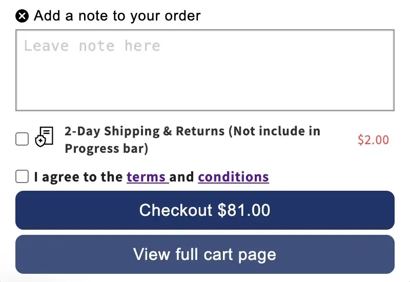 Terms and condition result - Checkout button