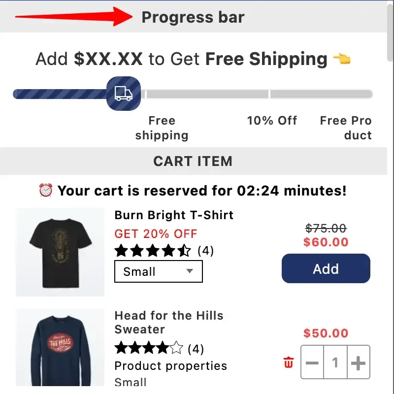 Progress bar - Widget title result