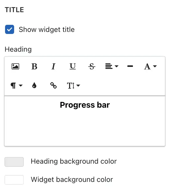 Progress bar - Widget title