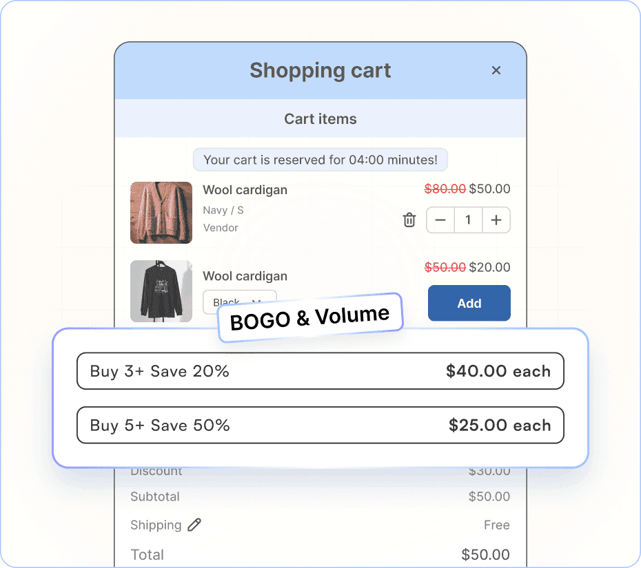BOGO & Volume Discount Widget