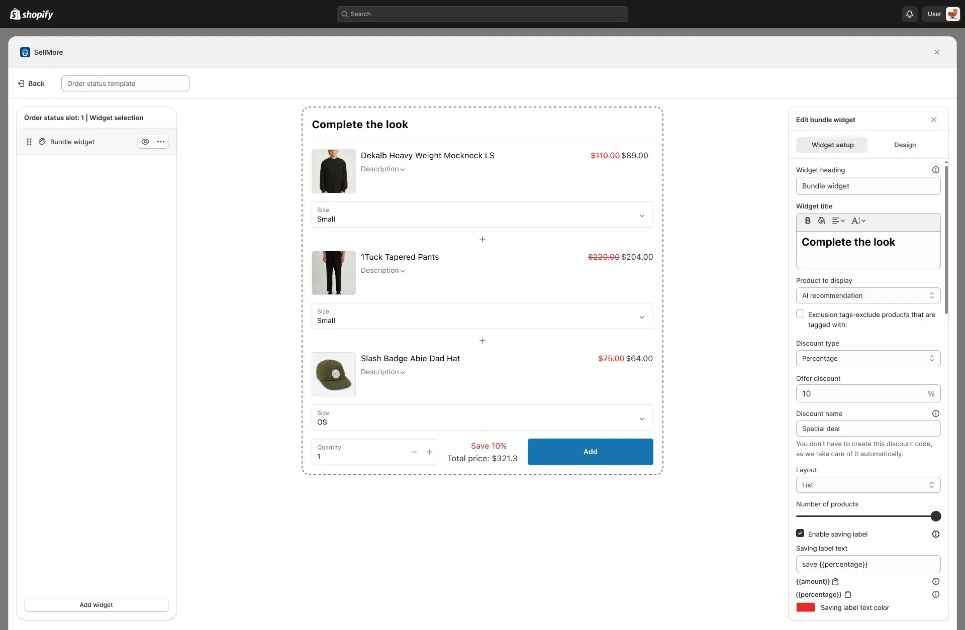 Order status bundle
