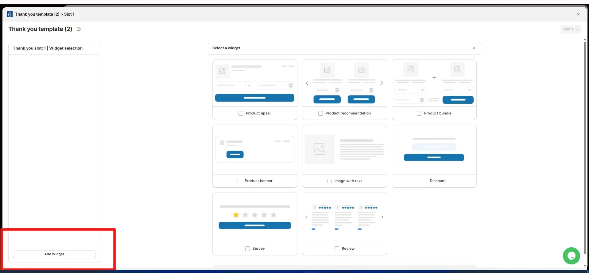 add widget on thank you page.webp