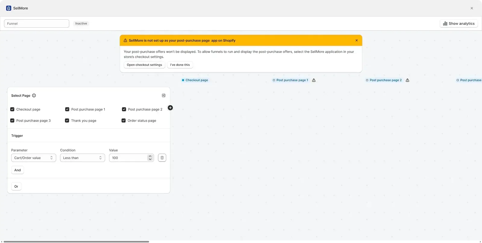 Funnel editor
